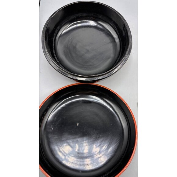 Vtg Japanese Lacquerware Bowl With Lid Hand Painted Orange - Picture 3 of 6